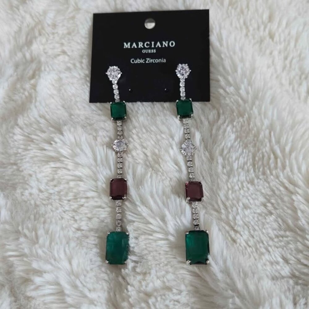 Marciano Emerald Crystal Linear Earings